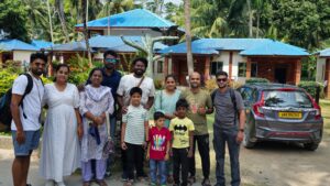 Neil island to Port Blair Ferry : A family standing in Neil island before getting the ferry to Port Blair